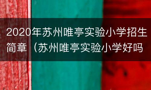 2020年苏州唯亭实验小学招生简章（苏州唯亭实验小学好吗）