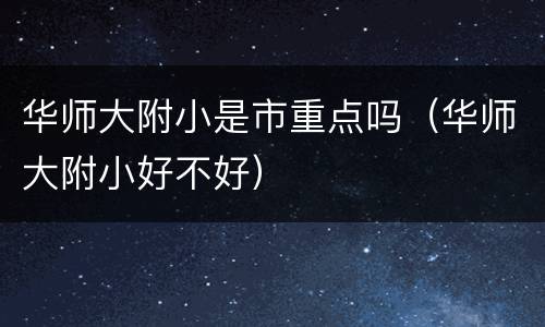 华师大附小是市重点吗（华师大附小好不好）