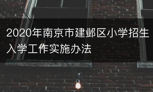 2020年南京市建邺区小学招生入学工作实施办法