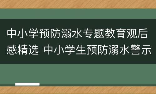 中小学预防溺水专题教育观后感精选 中小学生预防溺水警示教育专题片观后感