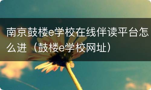 南京鼓楼e学校在线伴读平台怎么进（鼓楼e学校网址）