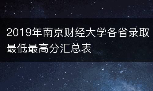 2019年南京财经大学各省录取最低最高分汇总表
