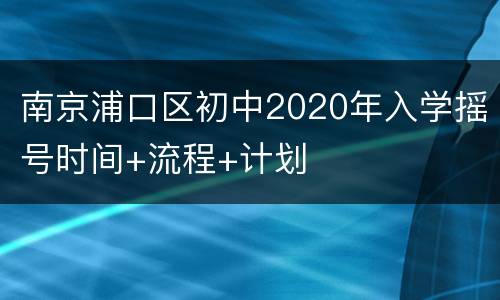 南京浦口区初中2020年入学摇号时间+流程+计划
