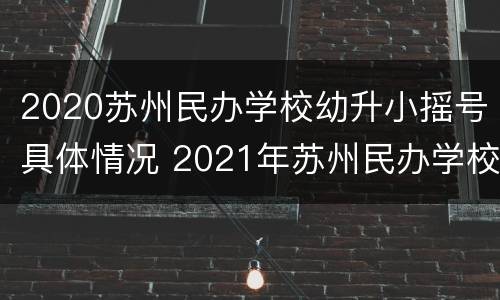 2020苏州民办学校幼升小摇号具体情况 2021年苏州民办学校摇号结果