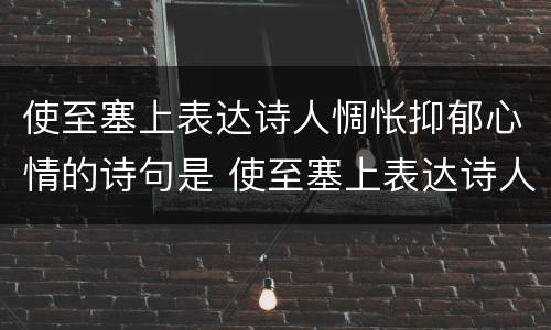使至塞上表达诗人惆怅抑郁心情的诗句是 使至塞上表达诗人惆怅的句子
