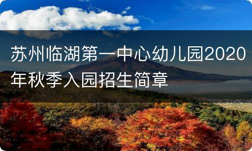 苏州临湖第一中心幼儿园2020年秋季入园招生简章