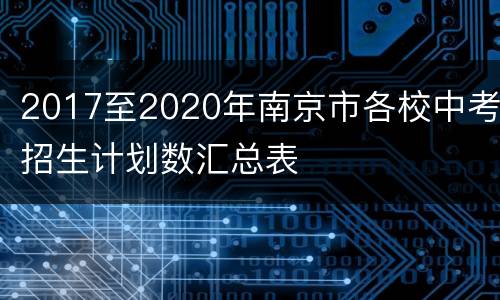2017至2020年南京市各校中考招生计划数汇总表