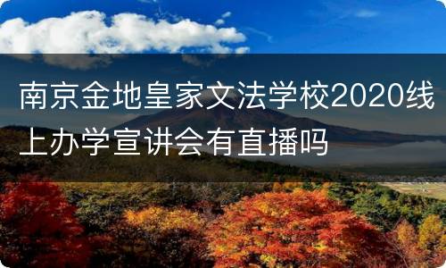 南京金地皇家文法学校2020线上办学宣讲会有直播吗