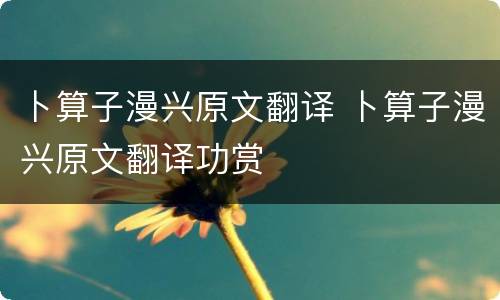 卜算子漫兴原文翻译 卜算子漫兴原文翻译功赏