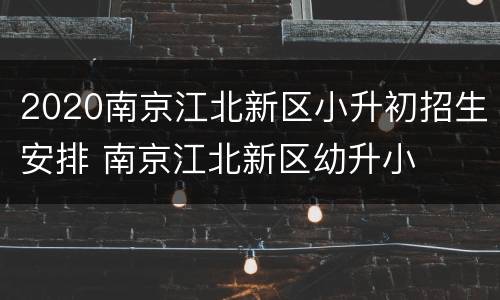 2020南京江北新区小升初招生安排 南京江北新区幼升小