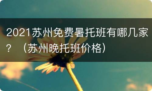 2021苏州免费暑托班有哪几家？（苏州晚托班价格）