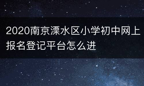 2020南京溧水区小学初中网上报名登记平台怎么进