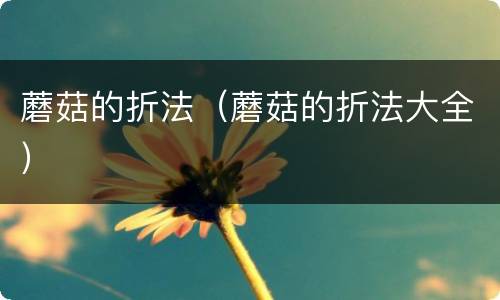 蘑菇的折法（蘑菇的折法大全）