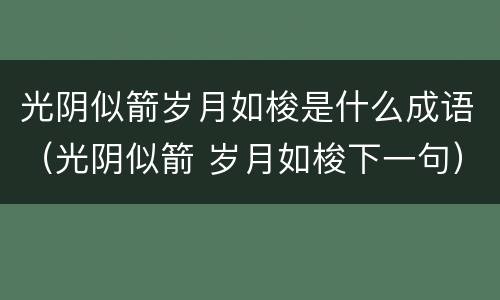 光阴似箭岁月如梭是什么成语（光阴似箭 岁月如梭下一句）