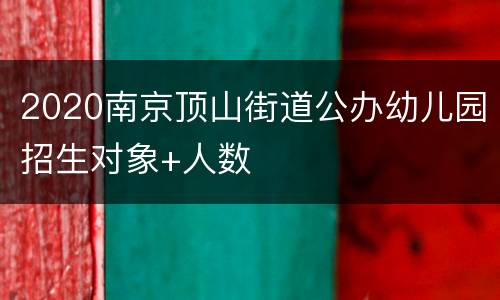 2020南京顶山街道公办幼儿园招生对象+人数