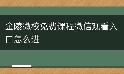 金陵微校免费课程微信观看入口怎么进