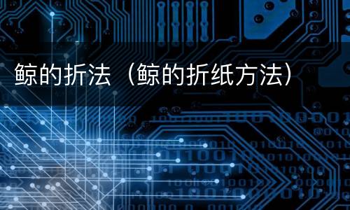 鲸的折法（鲸的折纸方法）