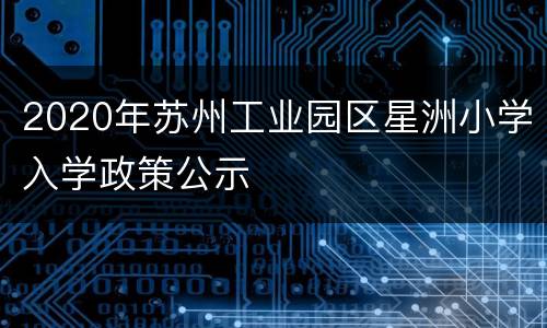 2020年苏州工业园区星洲小学入学政策公示