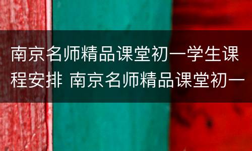 南京名师精品课堂初一学生课程安排 南京名师精品课堂初一学生课程安排