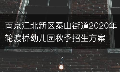 南京江北新区泰山街道2020年轮渡桥幼儿园秋季招生方案