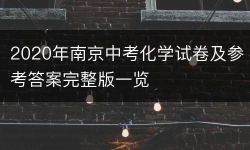 2020年南京中考化学试卷及参考答案完整版一览