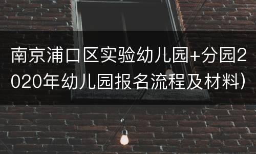 南京浦口区实验幼儿园+分园2020年幼儿园报名流程及材料）
