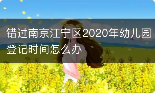 错过南京江宁区2020年幼儿园登记时间怎么办