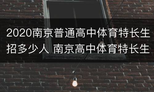 2020南京普通高中体育特长生招多少人 南京高中体育特长生招生简章