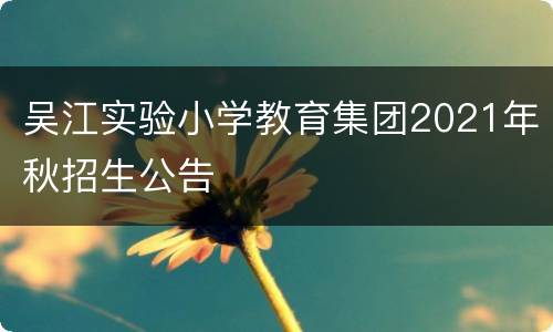 吴江实验小学教育集团2021年秋招生公告