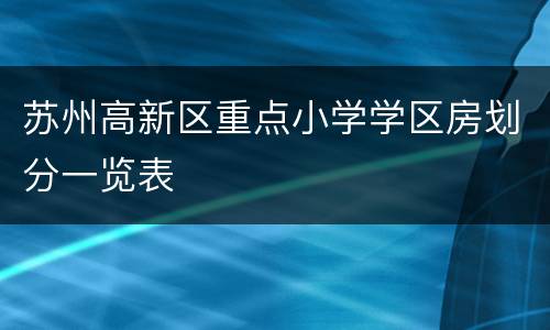苏州高新区重点小学学区房划分一览表