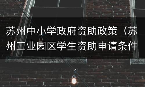 苏州中小学政府资助政策（苏州工业园区学生资助申请条件及享受的资助内容）