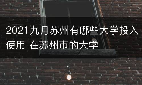 2021九月苏州有哪些大学投入使用 在苏州市的大学