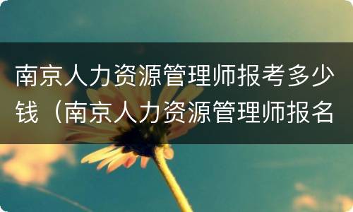 南京人力资源管理师报考多少钱（南京人力资源管理师报名费）