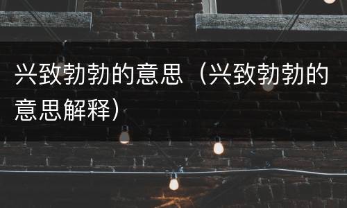 兴致勃勃的意思（兴致勃勃的意思解释）