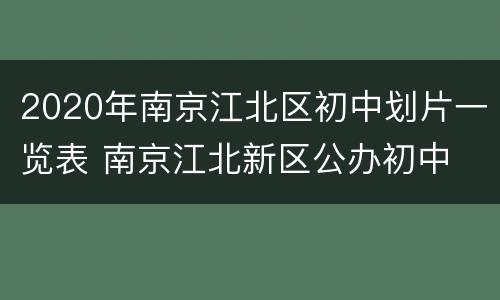 2020年南京江北区初中划片一览表 南京江北新区公办初中