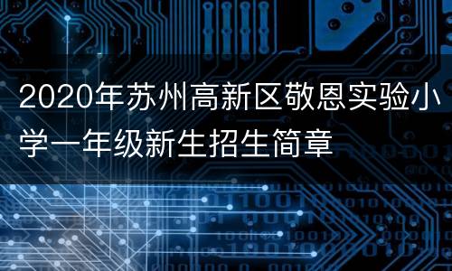 2020年苏州高新区敬恩实验小学一年级新生招生简章
