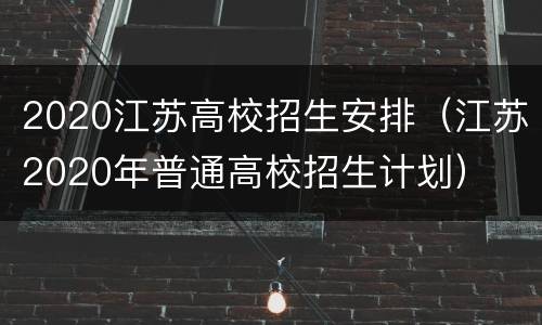 2020江苏高校招生安排（江苏2020年普通高校招生计划）