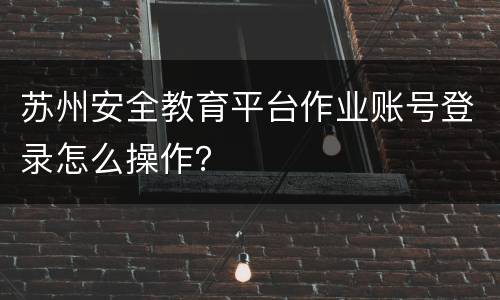 苏州安全教育平台作业账号登录怎么操作？