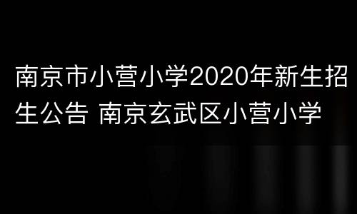 南京市小营小学2020年新生招生公告 南京玄武区小营小学