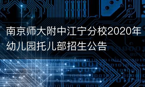 南京师大附中江宁分校2020年幼儿园托儿部招生公告