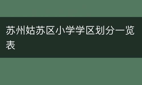 苏州姑苏区小学学区划分一览表