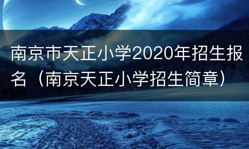 南京市天正小学2020年招生报名（南京天正小学招生简章）