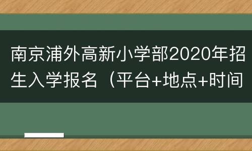 南京浦外高新小学部2020年招生入学报名（平台+地点+时间）