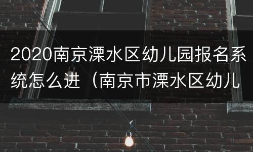 2020南京溧水区幼儿园报名系统怎么进（南京市溧水区幼儿园报名）