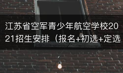 江苏省空军青少年航空学校2021招生安排（报名+初选+定选）