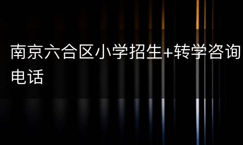 南京六合区小学招生+转学咨询电话
