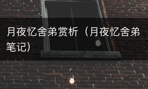 月夜忆舍弟赏析（月夜忆舍弟笔记）