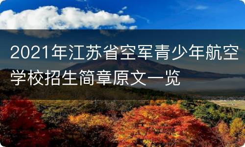2021年江苏省空军青少年航空学校招生简章原文一览