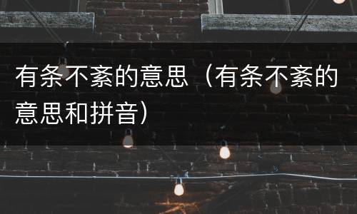 有条不紊的意思（有条不紊的意思和拼音）