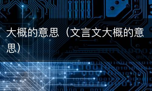 大概的意思（文言文大概的意思）